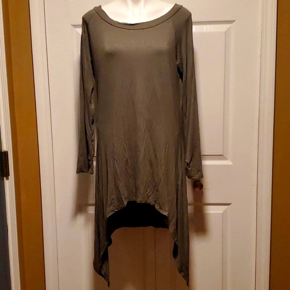 Rags & Couture Olive Green Women's Handkerchief Hem Dress - Size XL